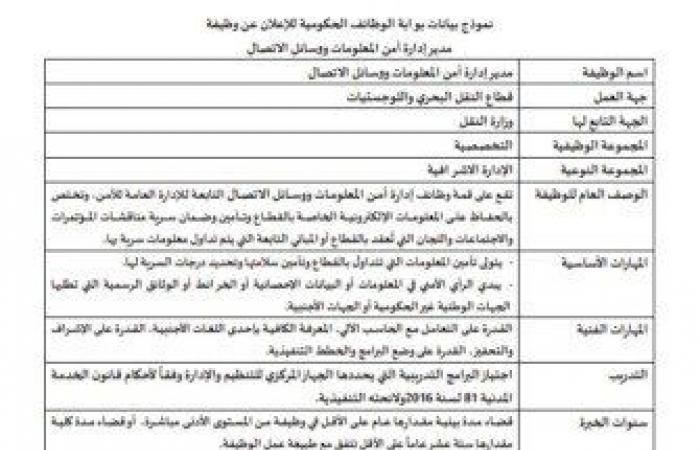 عبر
      بوابة
      الوظائف
      الحكومية..
      تعيينات
      وزارة
      النقل
      وطريقة
      التقديم - بوابة المساء الاخباري