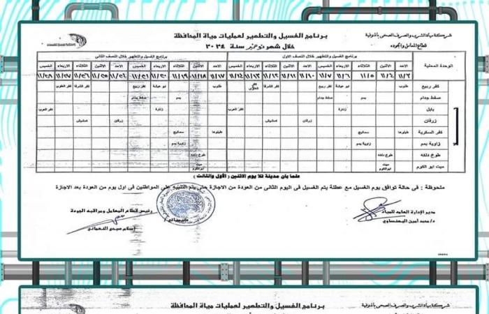 مياه
      المنوفية
      تعلن
      خطة
      غسيل
      الشبكات
      خلال
      شهر
      نوفمبر
      2024 المساء الاخباري ..