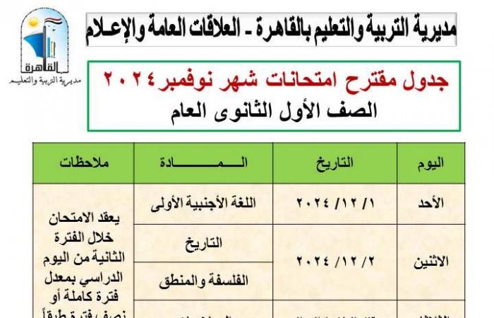 تعديل
      جداول
      اختبارات
      شهر
      نوفمبر
      لصفوف
      النقل
      بالقاهرة المساء الاخباري ..