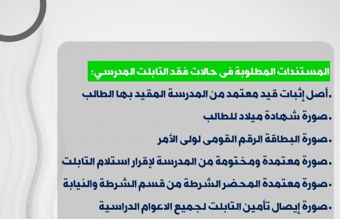 لطلاب الثانوي| تفاصيل التأمين على التابلت في حالات الفقد والإصلاح والاستبدال .. بوابة المساء الاخباري