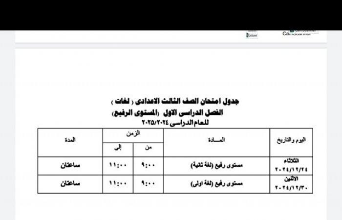 جدول امتحانات نصف العام 2025 في محافظة الجيزة لجميع الصفوف .. بوابة المساء الاخباري