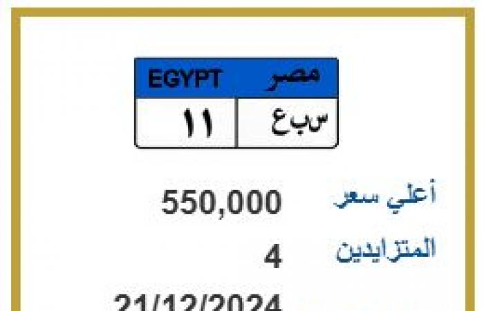 ن م ر 7 .. لوحة معدنية مميزة تجاوز سعرها 2 مليون جنيه | تفاصيل .. بوابة المساء الاخباري