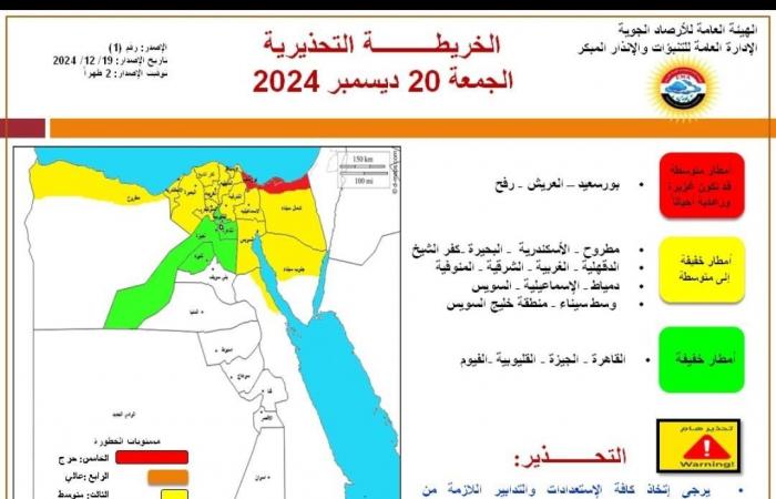 خريطة سقوط الأمطار الرعدية اليوم الجمعة .. بوابة المساء الاخباري